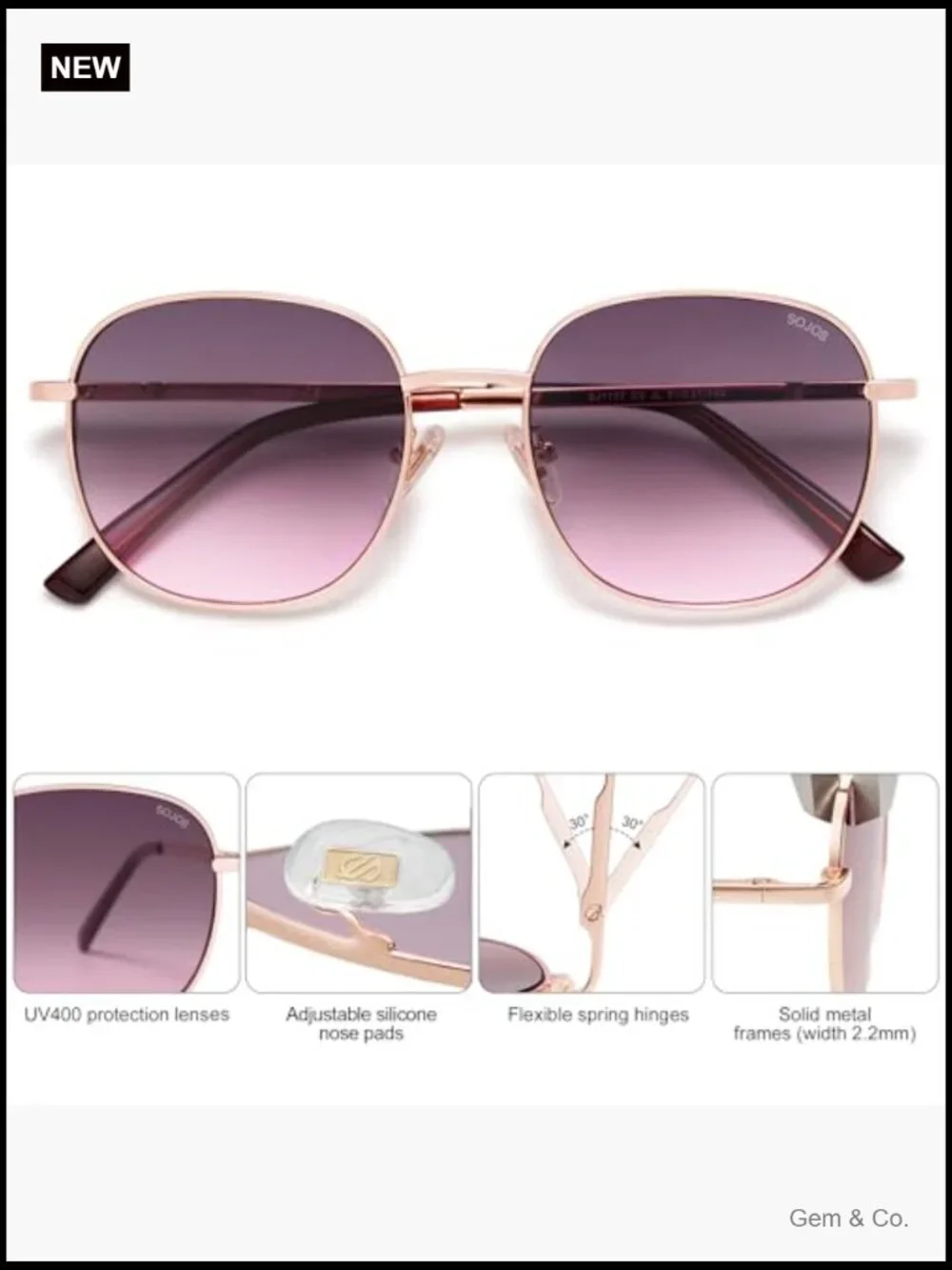 Classic Square Sunglasses Oversized Metal Frame UV400 Protection